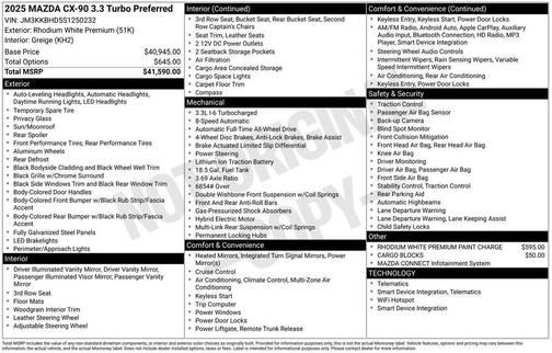 2025 Mazda CX-90 3.3 Turbo Preferred Package