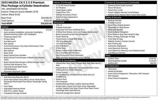 2025 Mazda CX-5 2.5 S Premium Plus Package