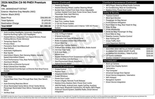 Machine Gray Metallic 2026 Mazda CX-90 Premium Plus