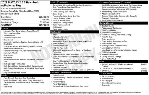 2022 Mazda Mazda3 FWD w/Preferred Package