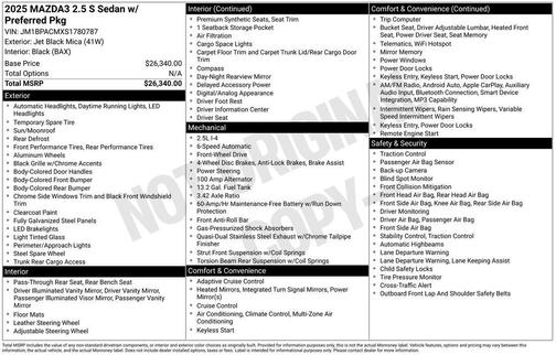 2025 Mazda Mazda3 FWD w/Preferred Package