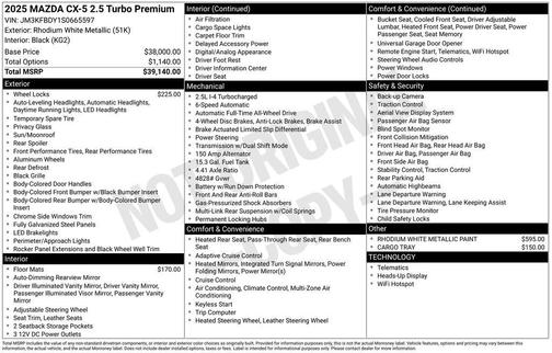 2025 Mazda CX-5 2.5 Turbo Premium Package