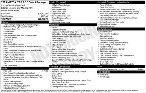 2025 Mazda CX-5 2.5 S Select Package