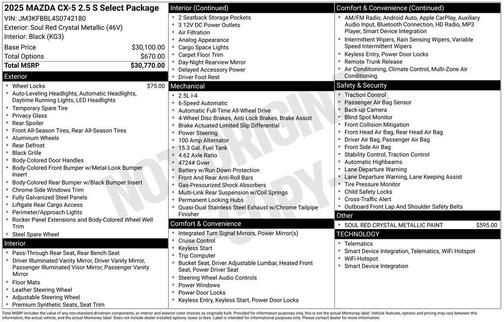 2025 Mazda CX-5 2.5 S Select Package