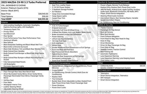 2025 Mazda CX-90 3.3 Turbo Preferred Package