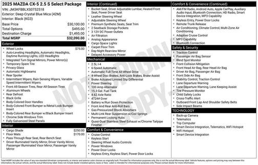 2025 Mazda CX-5 2.5 S Select Package