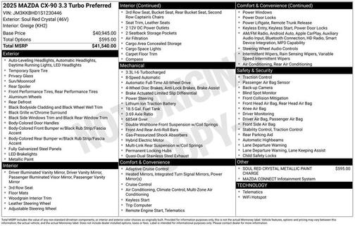 2025 Mazda CX-90 3.3 Turbo Preferred Package