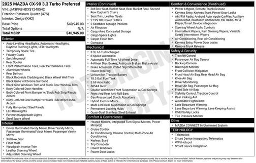 2025 Mazda CX-90 3.3 Turbo Preferred Package
