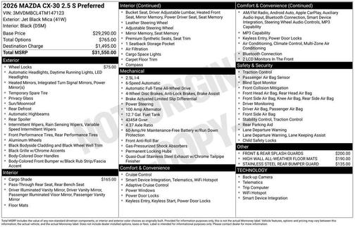 Jet Black Mica 2026 Mazda CX-30 Preferred