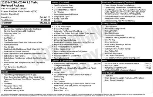 2025 Mazda CX-70 3.3 Turbo Preferred Package