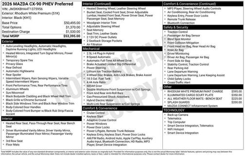Rhodium White Premium 2026 Mazda CX-90 Preferred