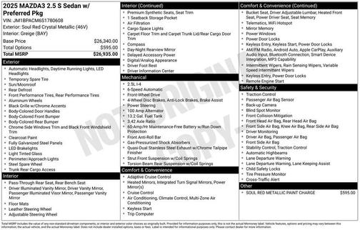 2025 Mazda Mazda3 FWD w/Preferred Package