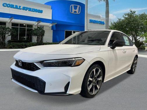 Platinum White Pearl 2026 Honda Civic Hybrid Sport Touring