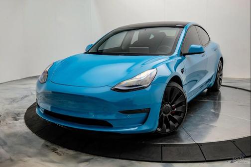 Gloss Teal Wrap 2022 Tesla Model 3 Performance