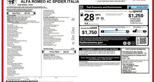2020 Alfa Romeo 4C Spider Base