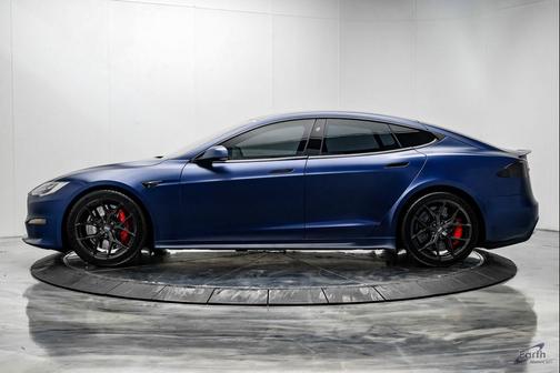 Matte Blue Wrap 2022 Tesla Model S Plaid