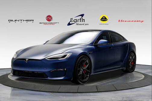 Matte Blue Wrap 2022 Tesla Model S Plaid