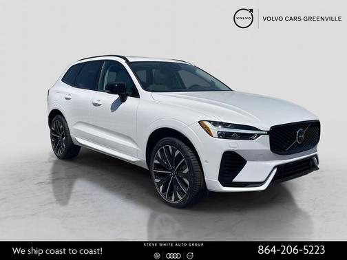 Crystal White Metallic 2026 Volvo XC60 Plug-In Hybrid Ultra, T8 AWD Electric/Gasoline, Dark