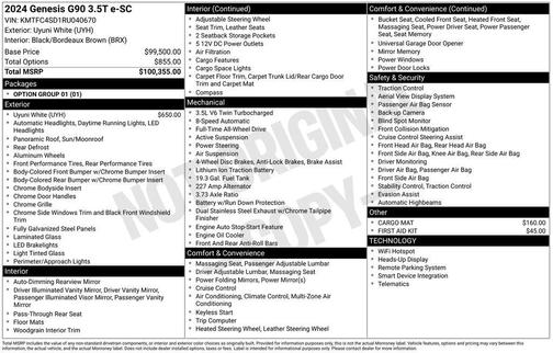 2024 Genesis G90 3.5T e-SC