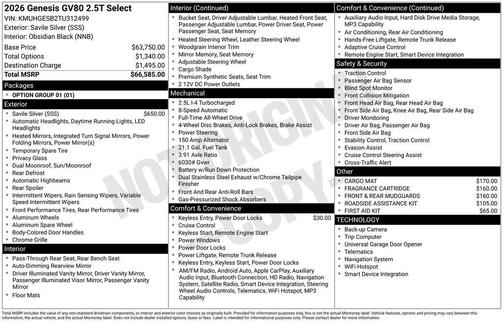 2026 Genesis GV80 2.5T