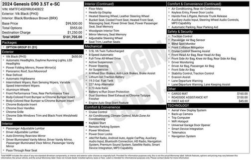 2024 Genesis G90 3.5T e-SC