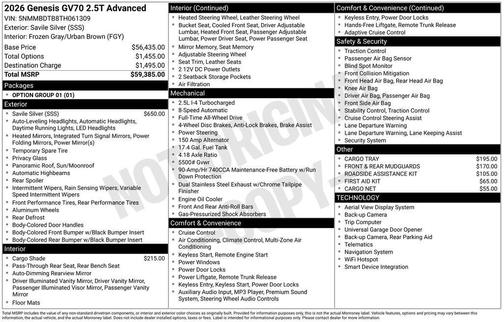 2026 Genesis GV70 2.5T Advanced