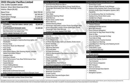 2022 Chrysler Pacifica Limited