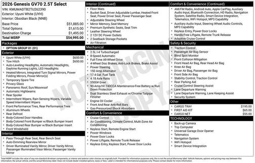 2026 Genesis GV70 2.5T Select