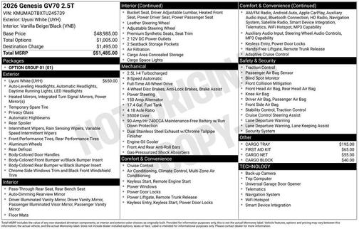 2026 Genesis GV70 2.5T