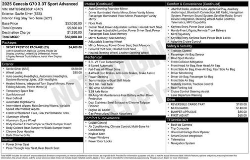 2025 Genesis G70 3.3T Sport Advanced