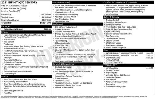 2021 INFINITI Q50 3.0t SENSORY