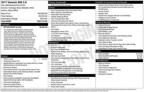 2017 Genesis G80 3.8