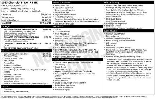 Sterling Gray Metallic 2025 Chevrolet Blazer RS