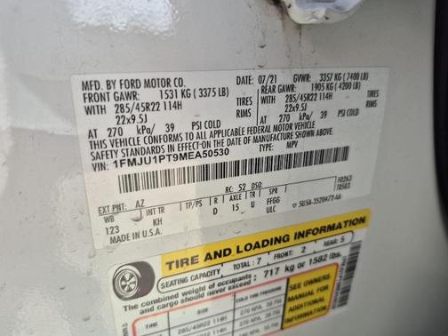 STAR WHITE MET TRI-COAT 2021 Ford Expedition KING RANCH