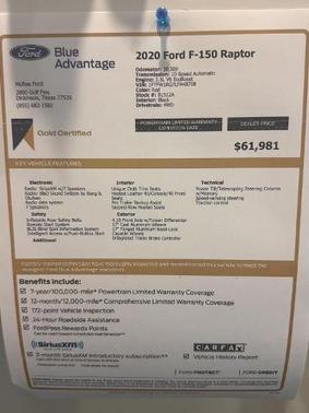2020 Ford F-150 RAPTOR