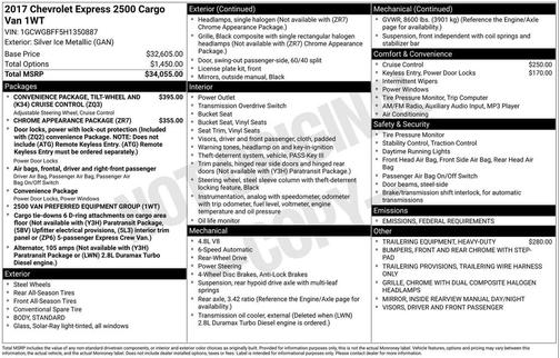2017 Chevrolet Express 2500 Work Van