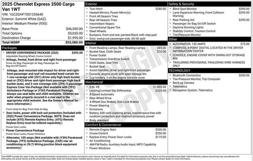 2025 Chevrolet Express 3500 RWD 3500 Extended Wheelbase WT