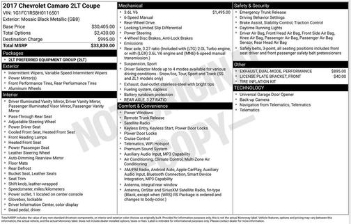 2017 Chevrolet Camaro 2LT