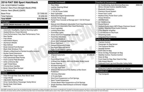 2016 FIAT 500 Sport