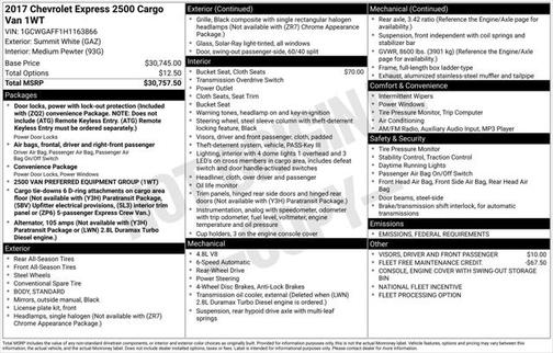 2017 Chevrolet Express 2500 Work Van