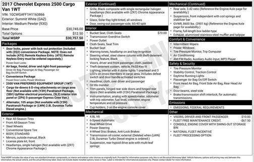 2017 Chevrolet Express 2500 Work Van