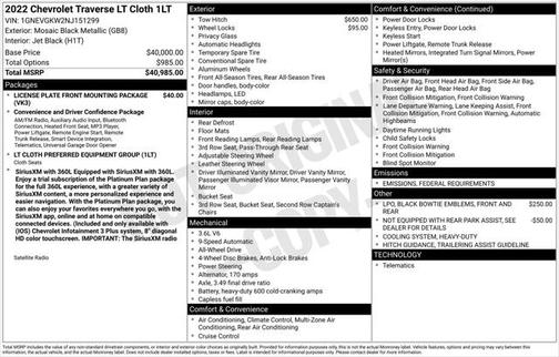 2022 Chevrolet Traverse LT Cloth