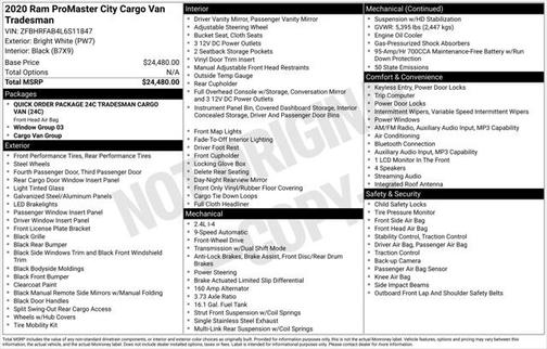 2020 RAM ProMaster City Tradesman