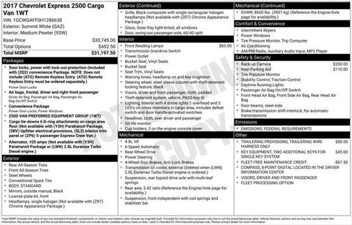 2017 Chevrolet Express 2500 Work Van