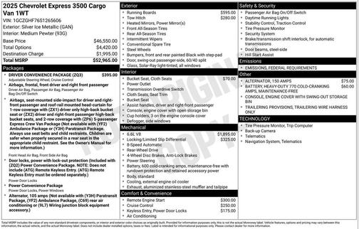 2025 Chevrolet Express 3500 RWD 3500 Extended Wheelbase WT