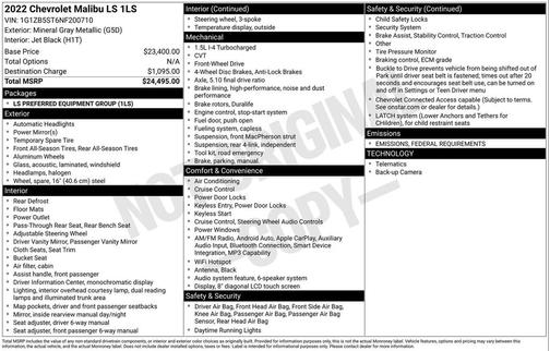 2022 Chevrolet Malibu 1LS