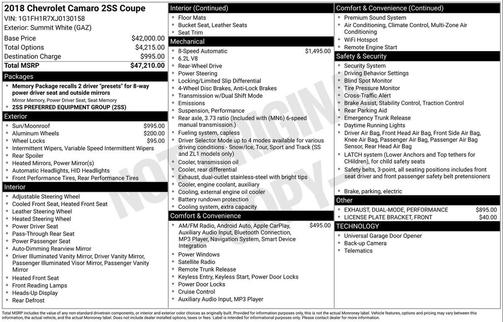 2018 Chevrolet Camaro 2SS