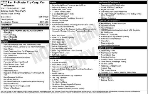 2020 RAM ProMaster City Tradesman