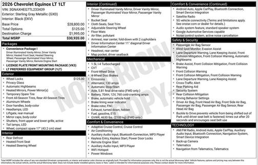 Sterling Gray Metallic 2026 Chevrolet Equinox 1LT