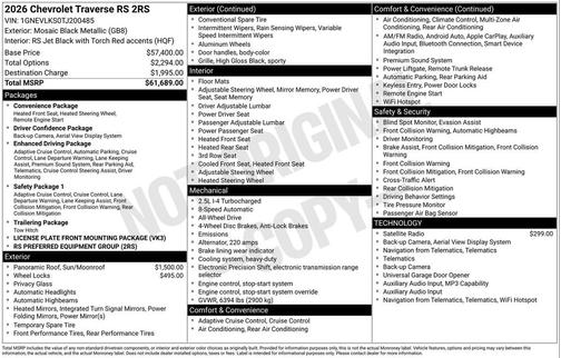 2026 Chevrolet Traverse RS
